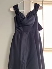 Elegant Navy Blue Satin Formal Dress – Flowy Party Occasion Dress
