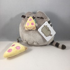 Gund Pusheen Cat Holding Pepperoni Pizza with Pizza Slice Keychain Plush Set NWT