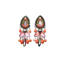 MELIZI "Party Collection" Orange and Green Earrings (Ayala Bar Style)  REDUCED