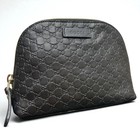 Gucci Guccissima Cosmetic Pouch Black Leather Authentic