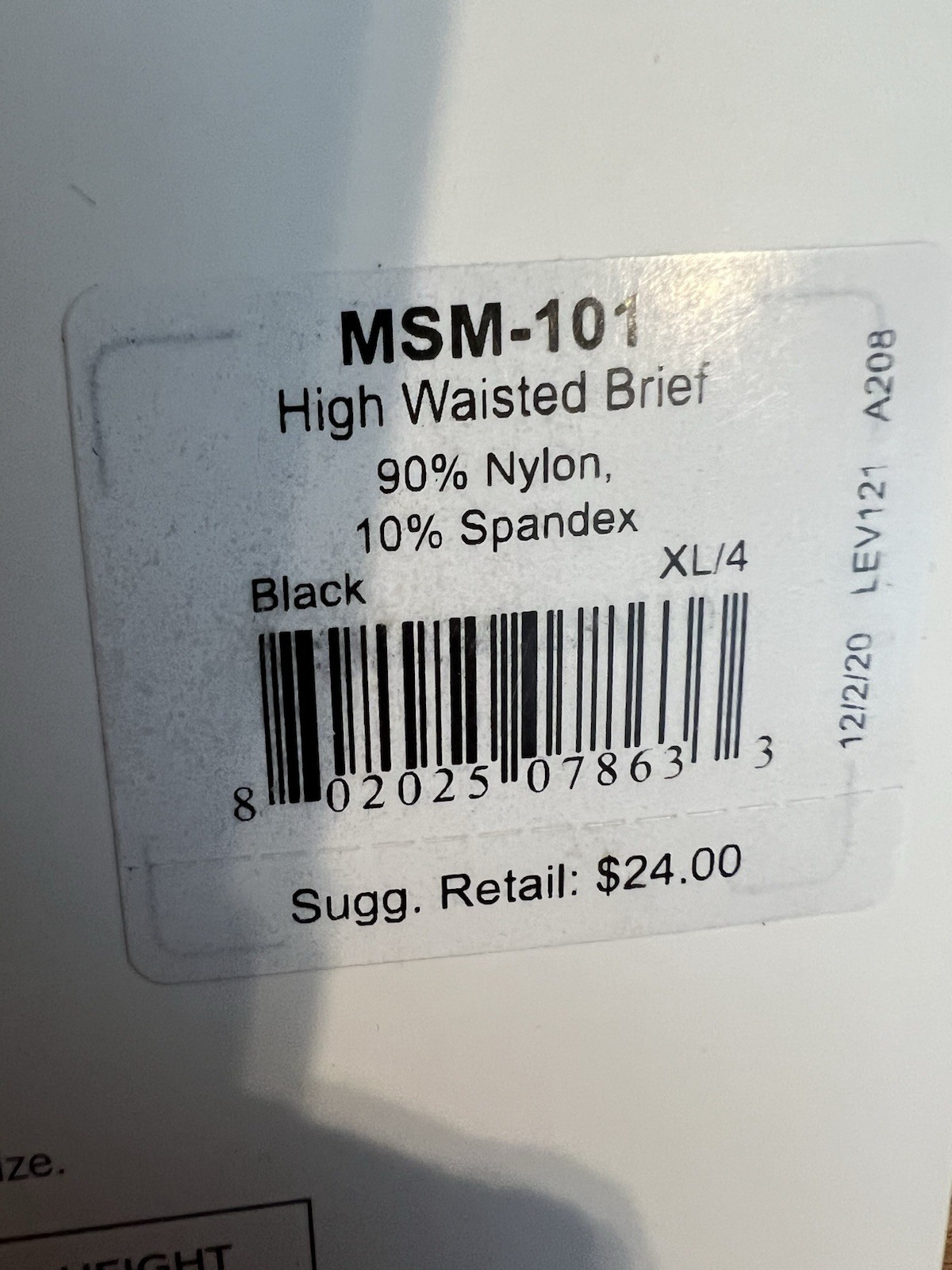 MeMoi Women's SlimMe Seamless Hi Waist Control Brief Panty MSM101 in Black XL/4