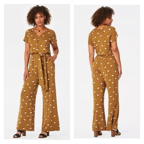 Matilda Jane Jumpsuit braun goldgelb Blumenmuster Damen Medium "