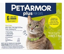 PetArmor Plus Flea and Tick Prevention for Cats over 1.5 lbs, 6 Count, white