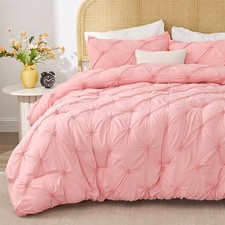 BEDELITE Pink Comforter Set Full - 3 Peices Boho Pintuck Bedding Comforter Se...