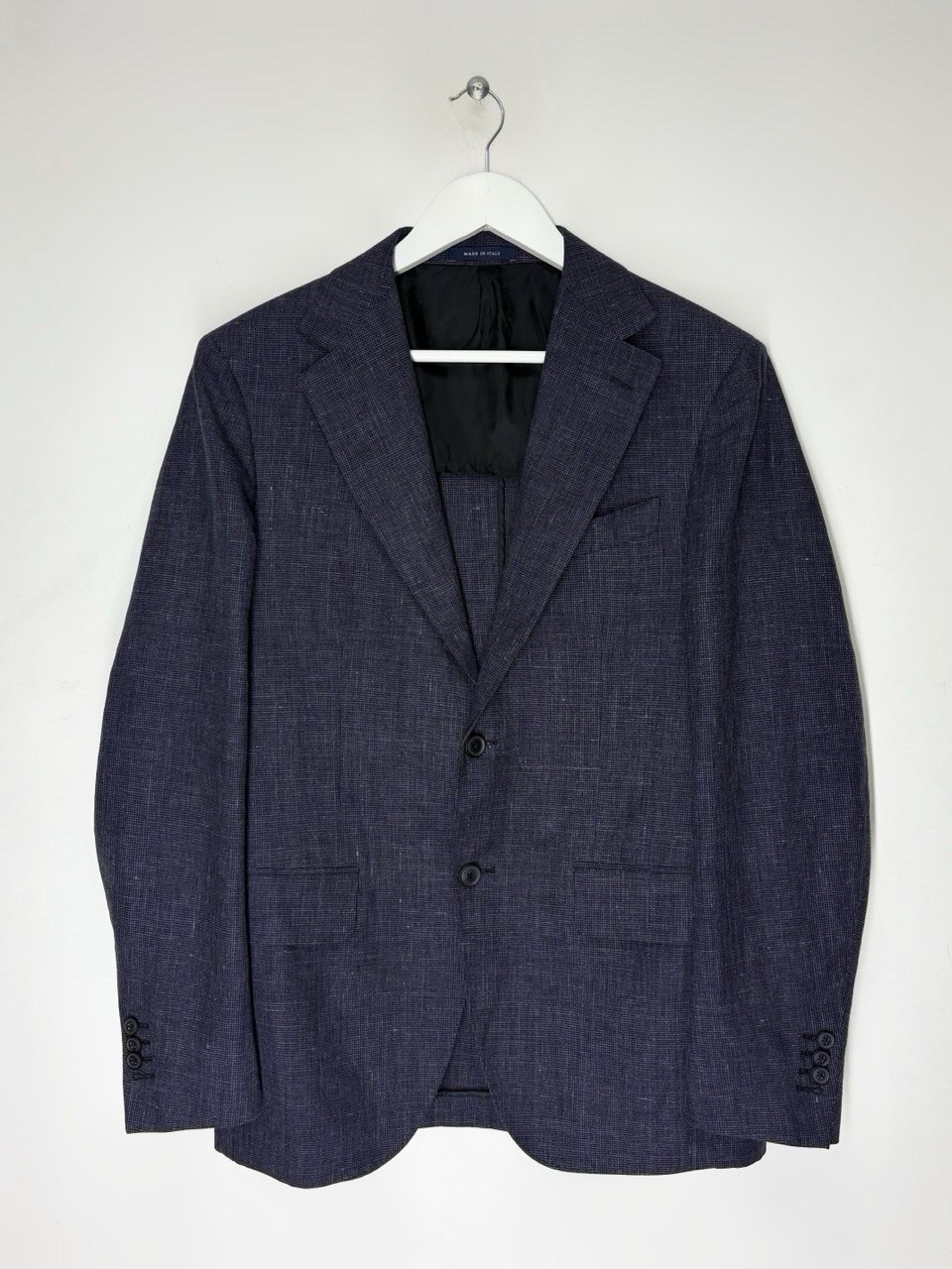 Boggi Milano Linen Wool Blue Suit Blazer Coat Jacket Two Button Men’s Size 48 R