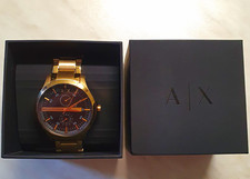 Armani Exchange A|X Herren Armbanduhr Quarz Gold Schwarz Datum