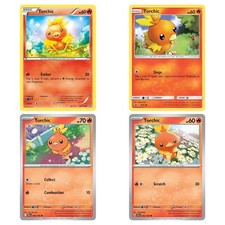 4 Card Torchic Pokemon Trading Card Game Lot Dragon Majesty Journey Together NM