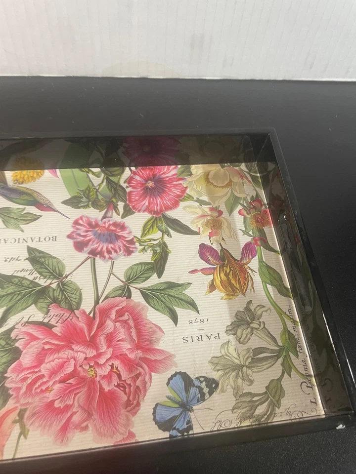 Michel Design Works French Floral Decoupage Wooden Tray Paris Botanical - Image 4 of 4