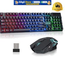 Rechargeable Wireless Gaming Keyboard and Mouse Set - Anti-Ghosting Ergonomic