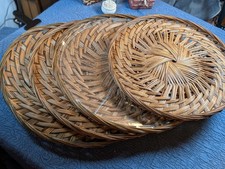 Set of 7 Large Boho Rattan Serving Trays Wick...