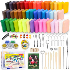 Polymer Clay Starter Kit, 46 Colors Oven Bake Clay, DIY Modeling Clay Bockers, 5