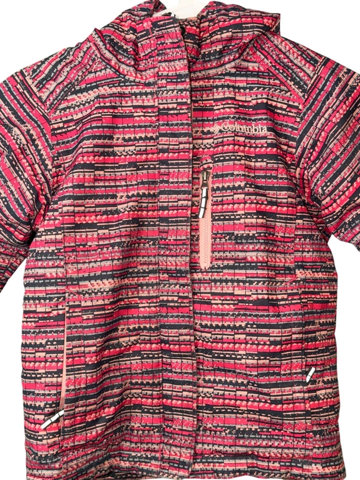 Chaqueta Columbia Girls XS Omni-Heat - Diseño a Rayas Rosa y Negro Vibrante Foto 3 de 4