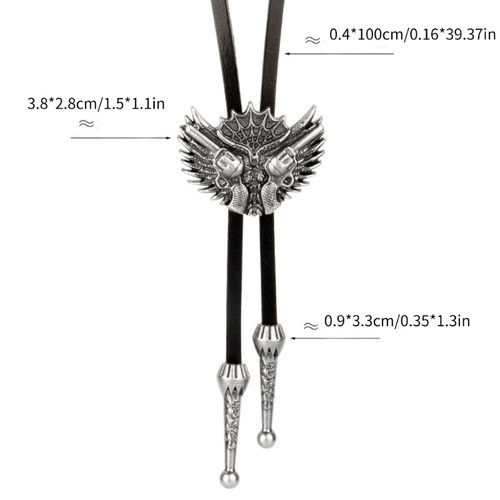 Elegant Leather Carving Bolo Tie with Engraved Charm Cowboy Necktie Necklace - Picture 8 of 10