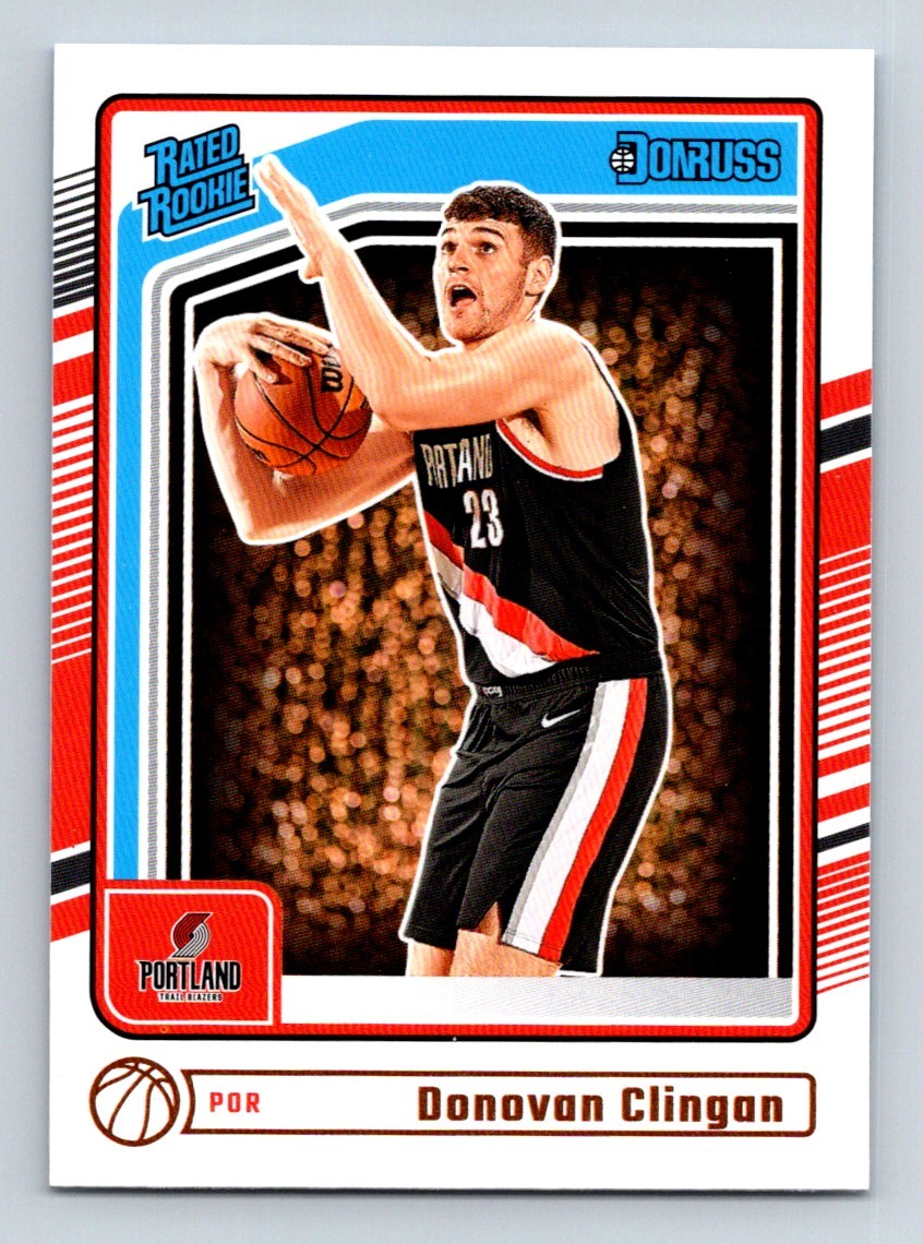 #223 Donovan Clingan 2024-25 Donruss Rated Rookie Base RC Trail Blazers