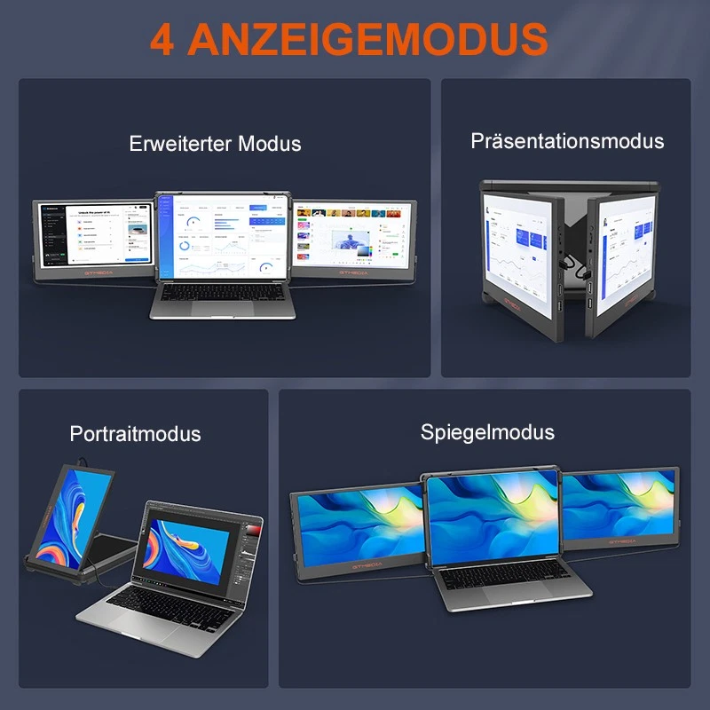 Laptop Bildschirm Erweiterung 11.6" FHD Tragbarer Monitor für Laptop 13"-17.3" - Bild 4 von 4