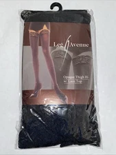 Opaque Thigh High With Lace Top Leg Avenue One Size Black Color
