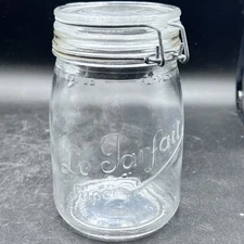 Vintage Le Parfait "Super" 1 Liter Glass Canning Jar w/ Wire Lid & Gasket France