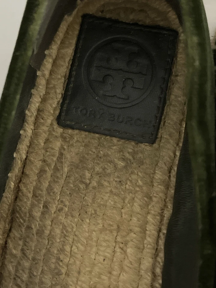 Zapatillas de terciopelo adornadas Tory Burch verdes talla 10 para mujer Foto 4 de 4
