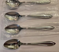(4) Four 18/10 Stainless Lenox MEDFORD  Condiment Five O'clock Spoons NICE!