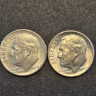 Lot of 2 1964d Roosevelt silver dimes.Au/Unc