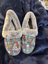 Bobs Skechers Too Cozy Snuggle Rovers Dogs Gray Womens Slippers Size 8 1/2