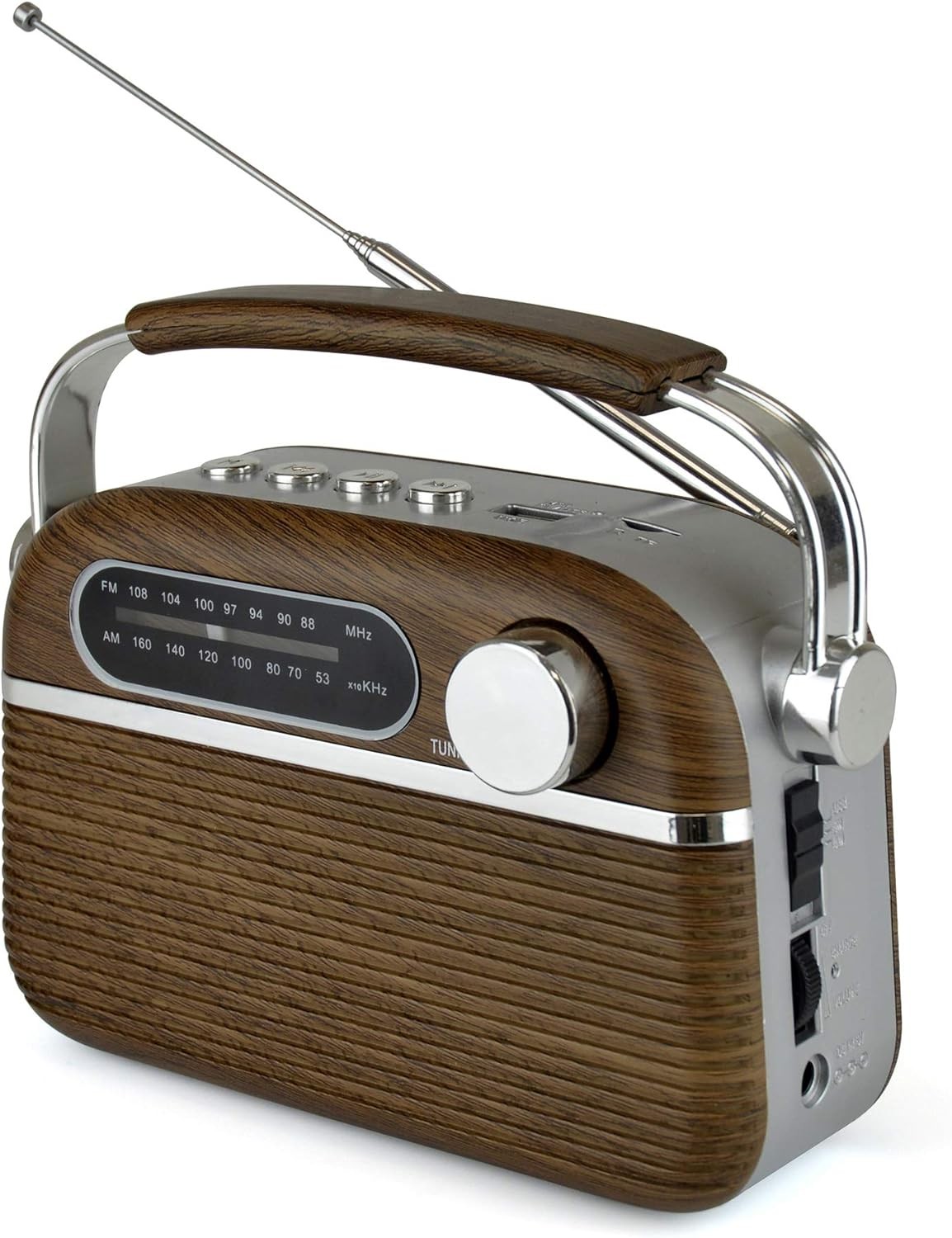 LLOYTRON ""Vintage"" Style AM/FM Radio with MusicStream- Portable and Rechargeabl