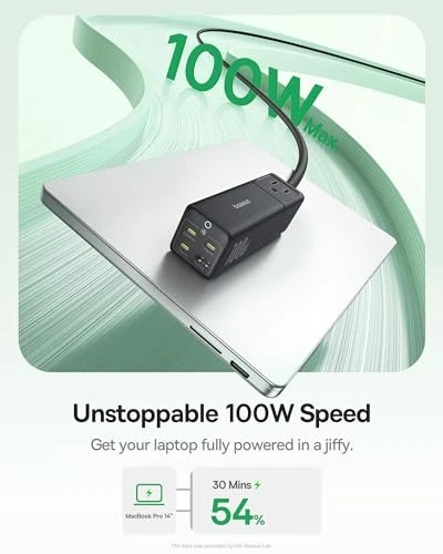 ESTAÇÃO DE CARREGAMENTO BASEUS 100W 5 EM 1 FAIXA DE ENERGIA DE VIAGEM USB CCGAN100C6-S - Imagem 4 de 4