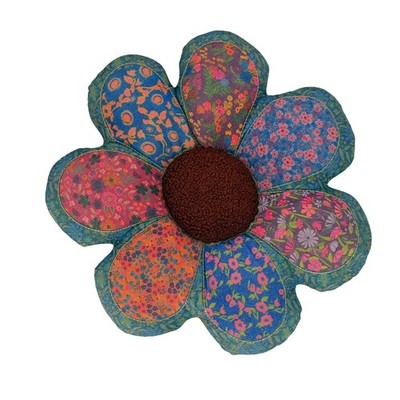 Natural Life Floral Patchwork Throw Pillow Home Decor Boho Groovy Daisy 18''