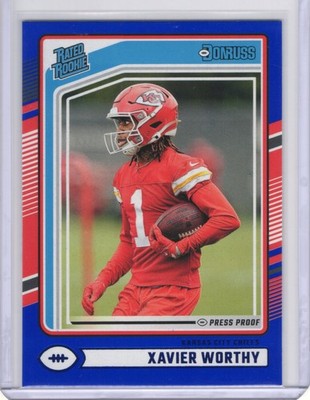 2024 Donruss #398 Xavier Worthy Press Proof Blue