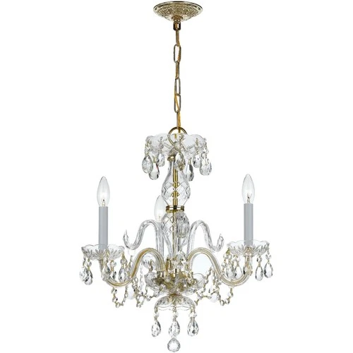 Crystorama 5044-PB-CL-MWP Traditional Crystal Mini Chandelier Polished Brass - Picture 1 of 5