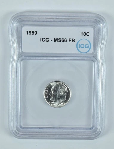 1959 Roosevelt Dime MS66 FB ICG