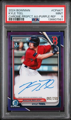 #ad 2024 Bowman Chrome #CPAKT Kyle Teel Au Purple PSA 9 $100.00