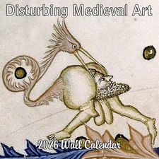 2026 Disturbing Medieval Art Monthly Wall Calendar | 12" x 24" | White Elephant