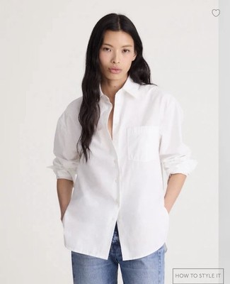 MADEWELL XS The Easy White Poplin Cotton Button Up Shirt NY392 $88