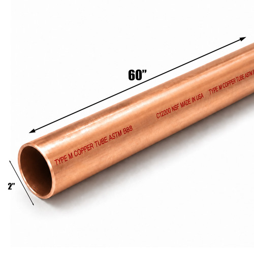 2" Type M Copper Pipe | Custom Cut Lengths | Plumbing, Water Supply, HVAC