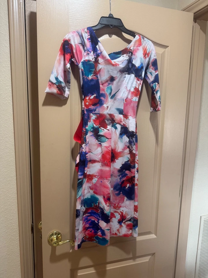 New Chiara Boni La Petite Robe Pink, Blue and Aqua Dress Size 40 (US 4) - Image 3 of 4