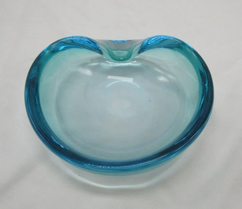 Vintage Ice Blue 5" Murano Style Glass Bowl/Ashtray - Preowned