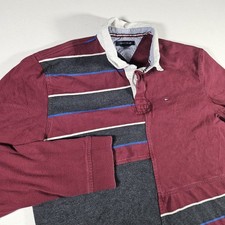 Vintage Tommy Hilfiger Rugby Polo Shirt Long Sleeve Mens XL Colorblock Y2K