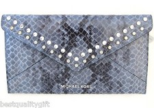 Michael Kors Jet Set Travel Denim Blu Pelle Grande Borsa A Busta Con Gioielli