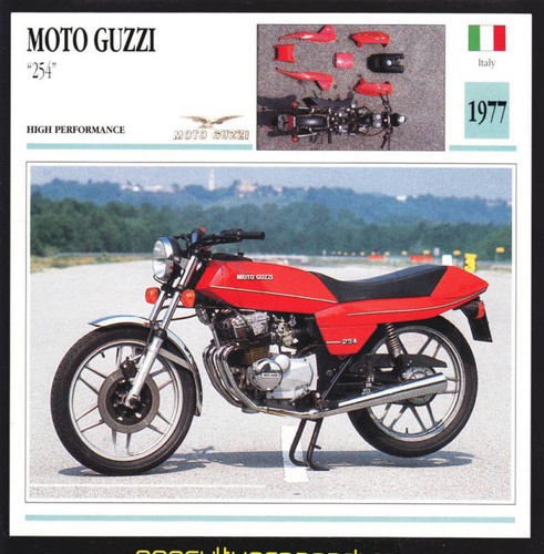 1977 Moto Guzzi 254 (231cc) 250 Italy Motorcycle Photo Spec Sheet Info Stat Card