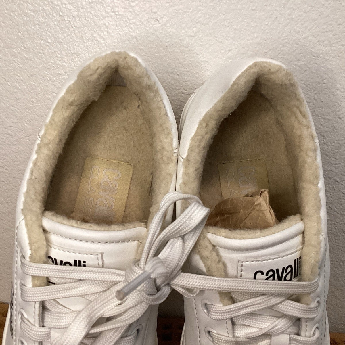 白　コート　クラスカヴァリ　イタリア40 Roberto Cavalli Class White Sherpa Lined Womens Size 40 US 9