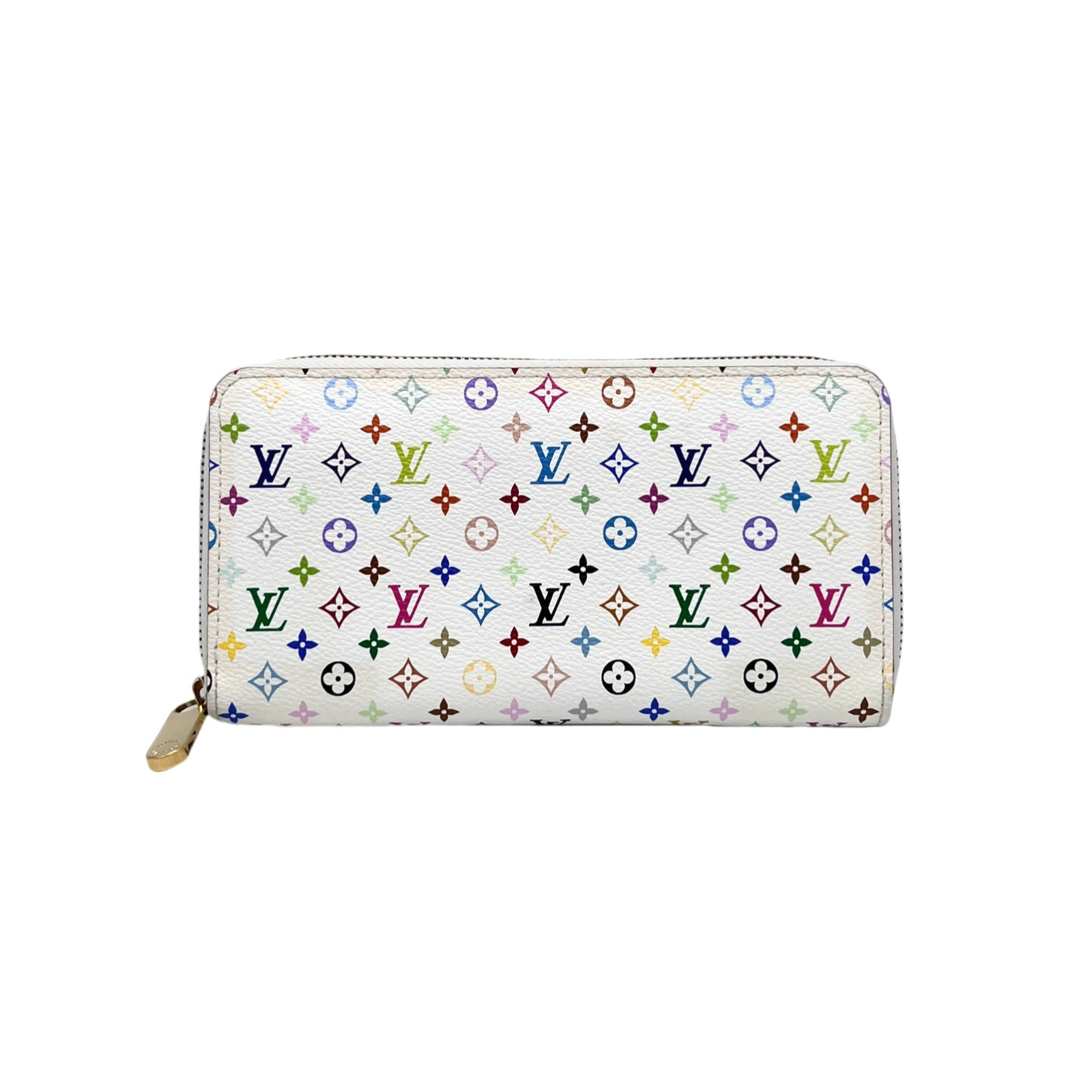 RARE☆☆☆Auth LOUIS VUITTON Monogram Multicolor/White Zipper Wallet/M60049 image 4