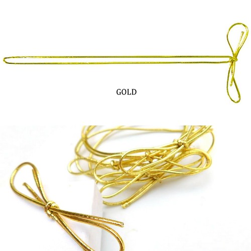 100 PCS Stretchy Elastic Metallic Braided Cord Loops Bows - Silver or Gold - Picture 2 of 3