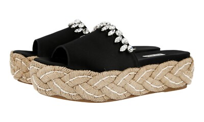 MIU MIU by Prada Kristall Plateau Mules Slides Sandalen 5XX255 NEU