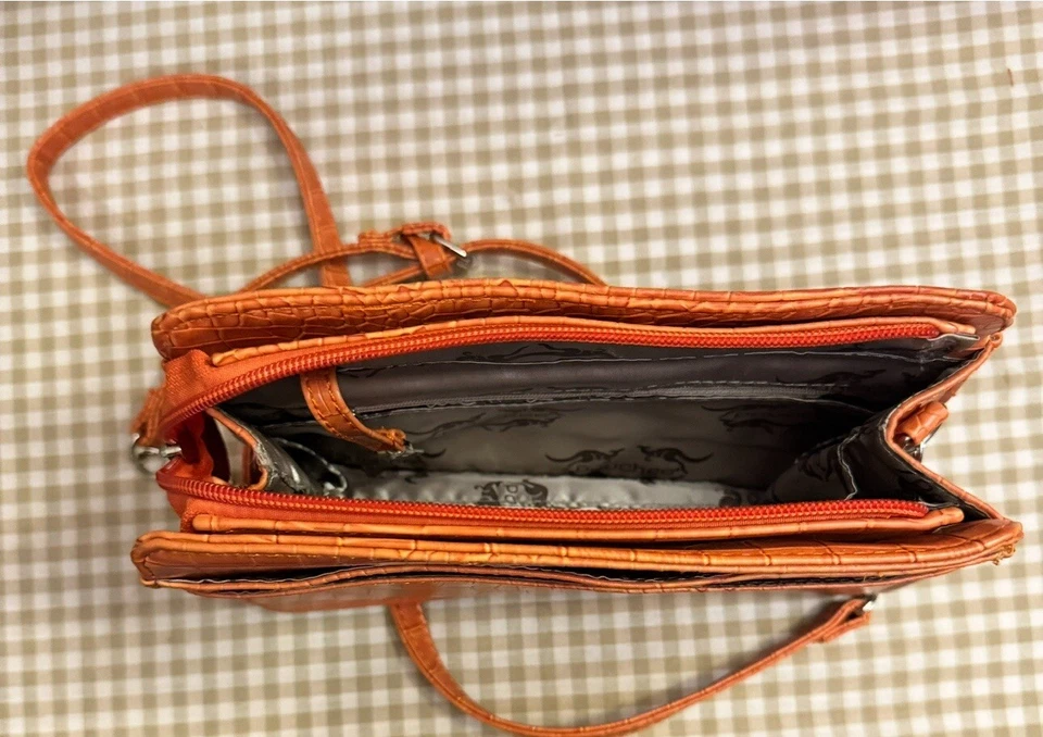 Pouchee Snakeskin Orange Purse - Image 4 of 4