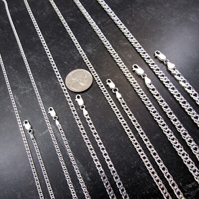Massiv 925 Sterlingsilber Herren Rombo Doppelbordstein Gliedkette Made in Italy