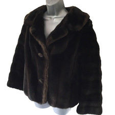Tissavel France Faux Fur Jacket M 12/14 Brown Simulated Mink Debenhams Vintage