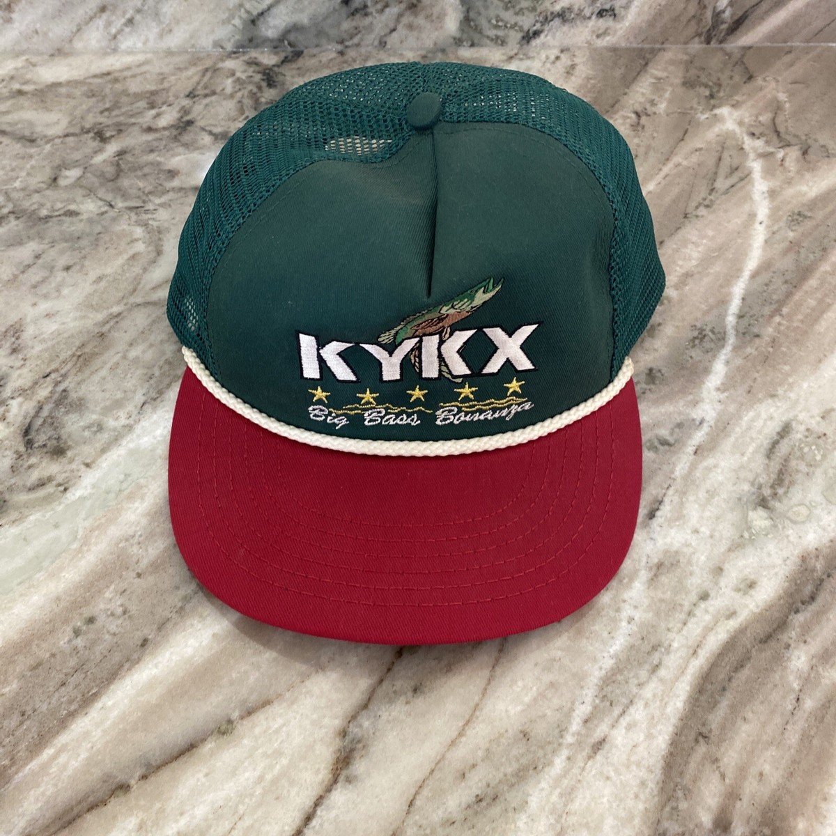 Vintage KYKX Big Bass Bonanza Made in USA Trucker Hat Rope