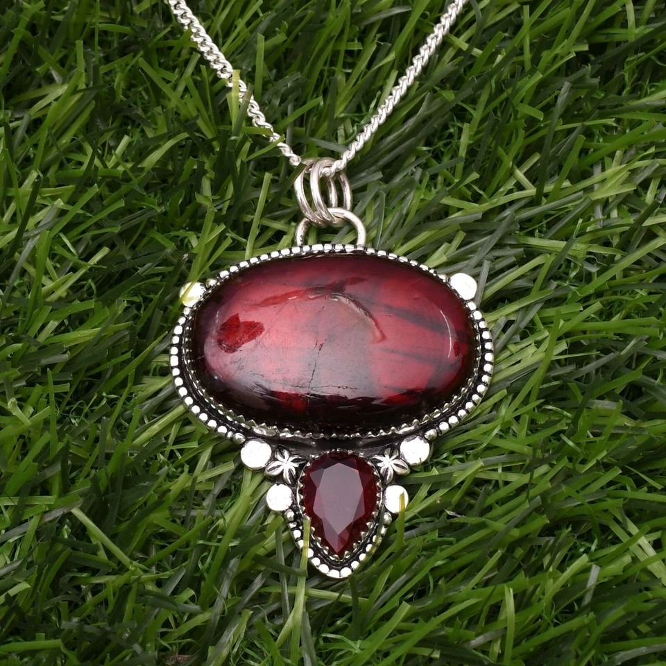 Ciondolo gioiello fatto a mano con pietra preziosa in argento sterling 925 la... - Immagine 4 di 4