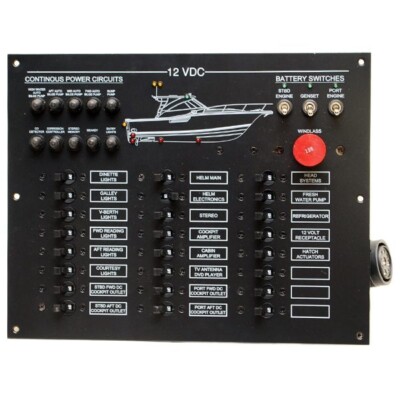Wellcraft Boat Deluxe Breaker Panel 025-4040 | 12VDC 14 1/2 Inch Black